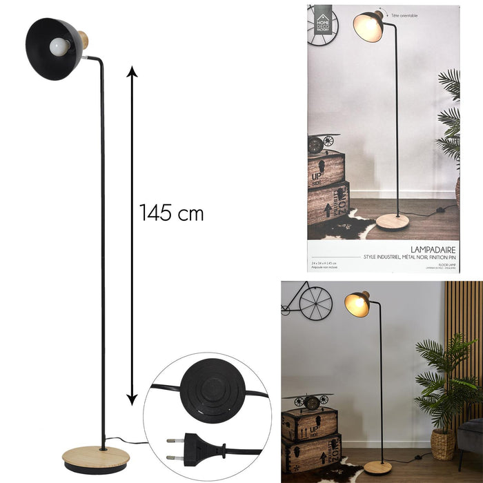 LAMP METAL BLACK WOOD M2