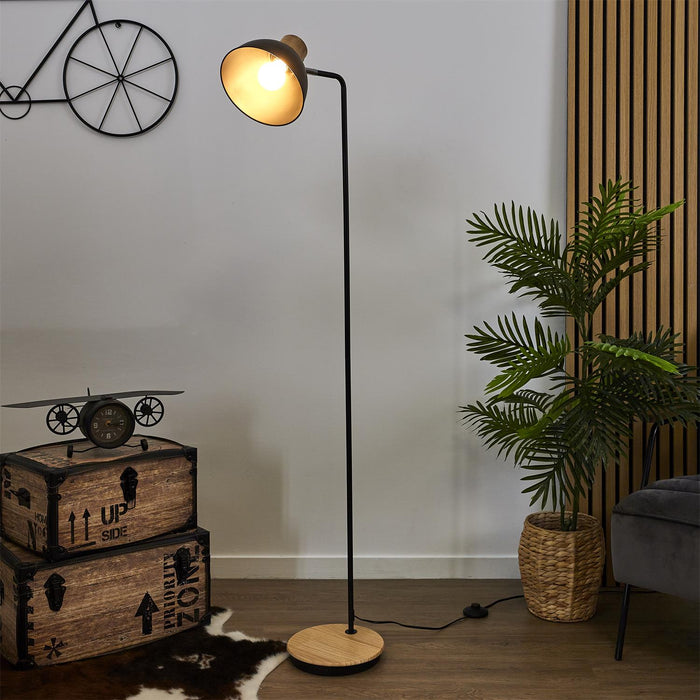 LAMP METAL BLACK WOOD M2