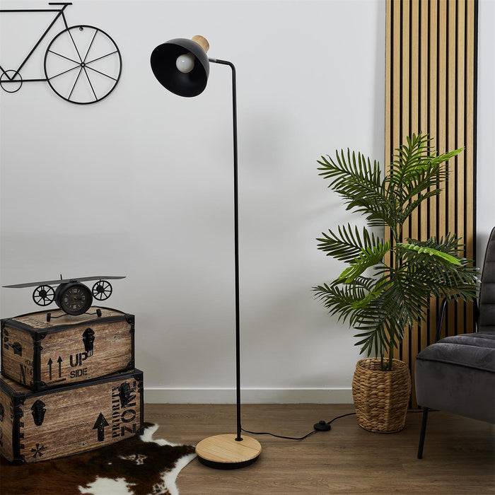 LAMP METAL BLACK WOOD M2