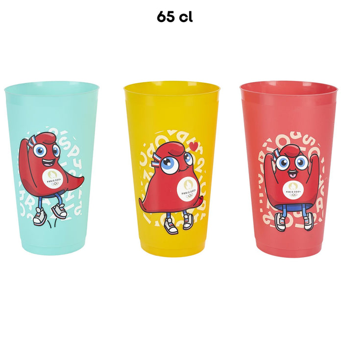 1 piece - REUSABLE TUMBLER MASCOT EMOTIONS 65CL - for color option contact us on 03 46 45 47