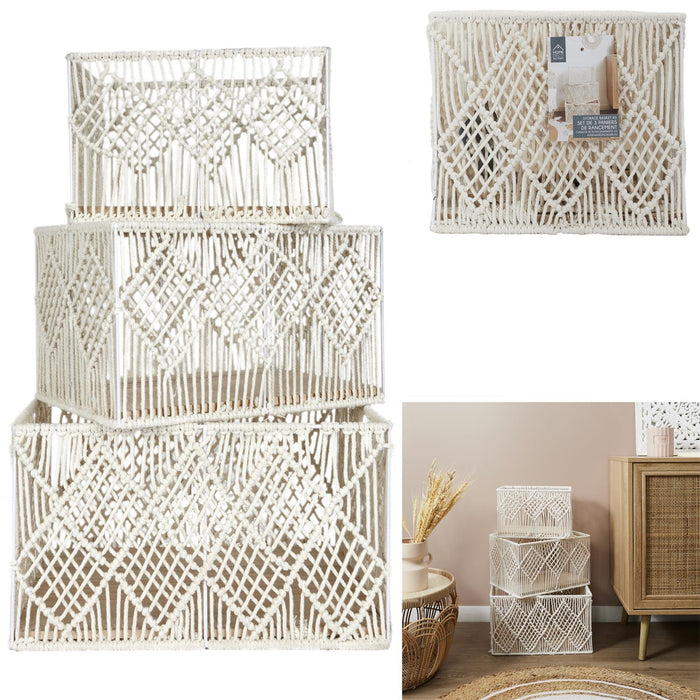 RECTANGULAR NESTING BASKET X3 BOHO