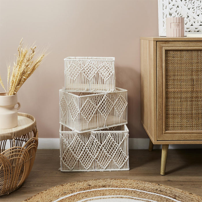 RECTANGULAR NESTING BASKET X3 BOHO