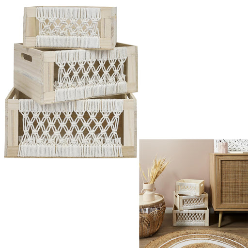 GIGOGNE BOHO WOODEN CRATE X3