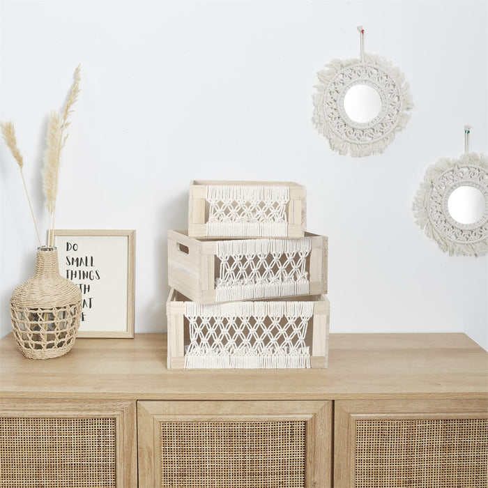 GIGOGNE BOHO WOODEN CRATE X3