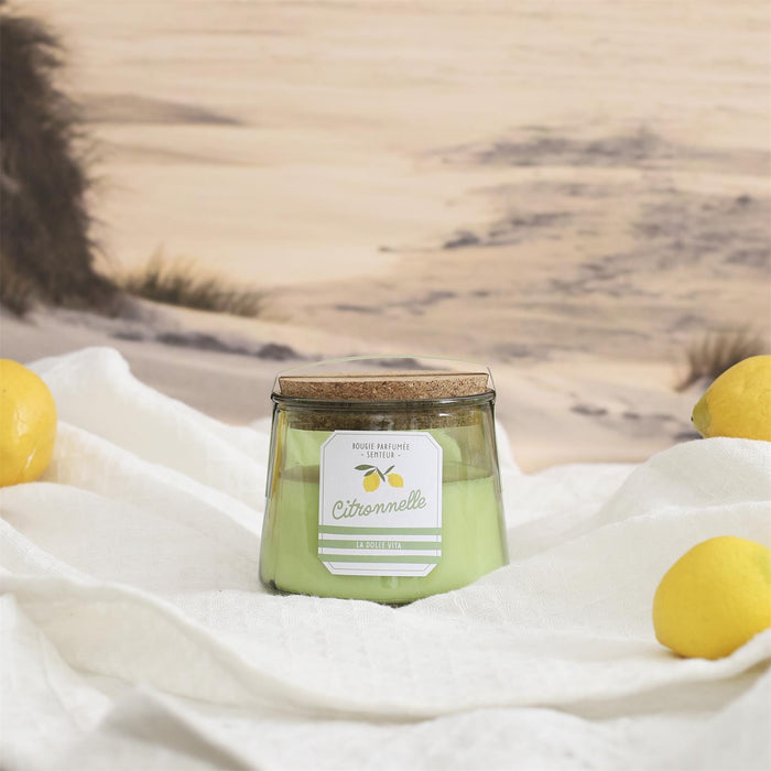 1 piece - SCENTED CANDLE BAIN DE SOLEIL POT H8CM - for color option contact us on 03 46 45 47