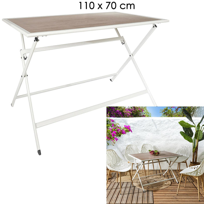 WOOD EFFECT METAL TABLE BARCELONA 110X70