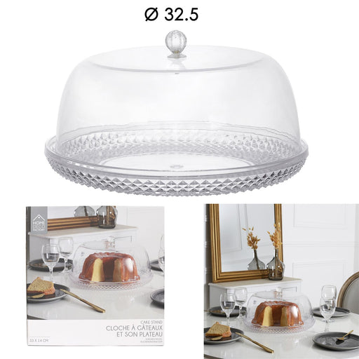 TRANSPARENT PS CLOCHE CAKE TRAY H35 CM