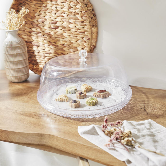 TRANSPARENT PS CLOCHE CAKE TRAY H35 CM