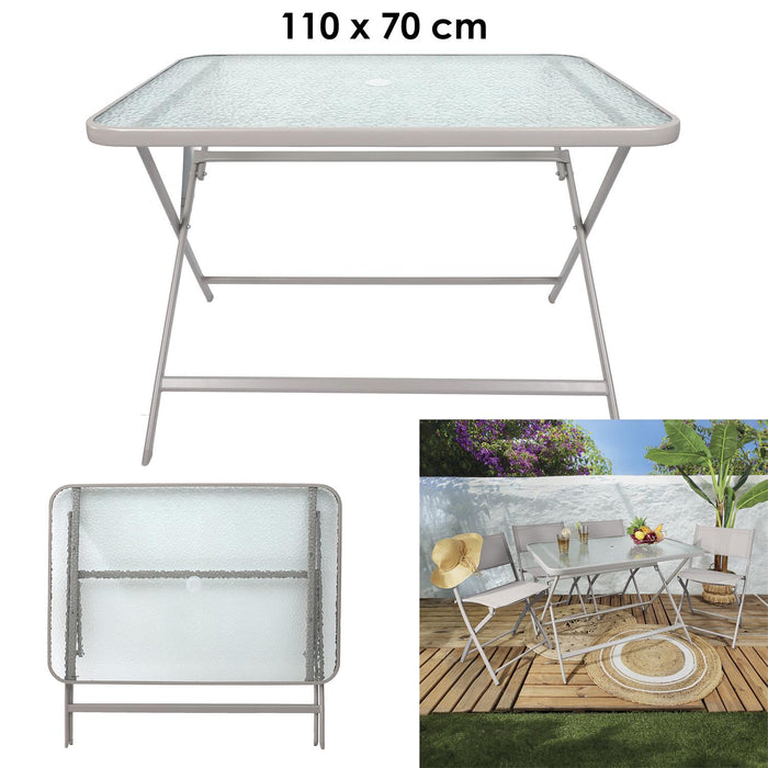FORMENTERA TEMPERED GLASS TABLE BEIGE 110X70CM