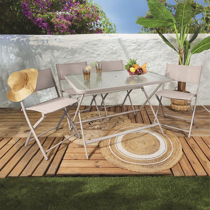 FORMENTERA TEMPERED GLASS TABLE BEIGE 110X70CM