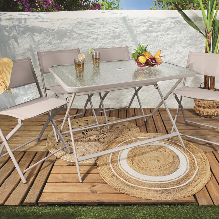 FORMENTERA TEMPERED GLASS TABLE BEIGE 110X70CM