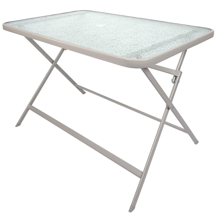 FORMENTERA TEMPERED GLASS TABLE BEIGE 110X70CM