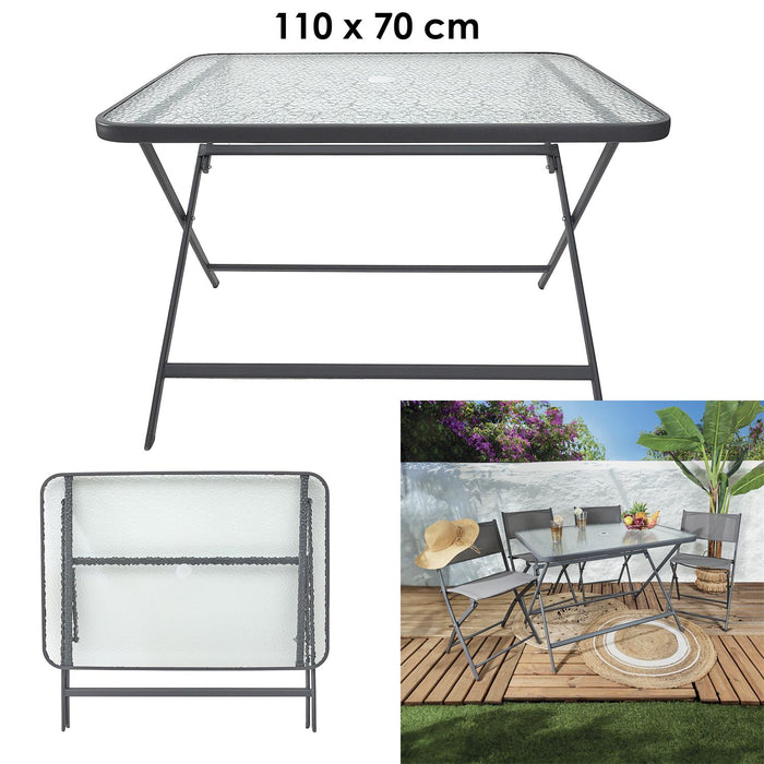 TEMPERED GLASS TABLE FORMENTERA GREY 110X70CM