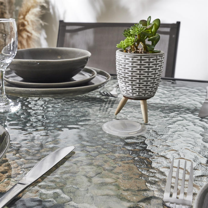 TEMPERED GLASS TABLE FORMENTERA GREY 110X70CM