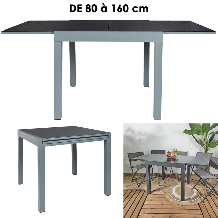 HARIA EXTENDABLE GARDEN TABLE 80X80X160CM