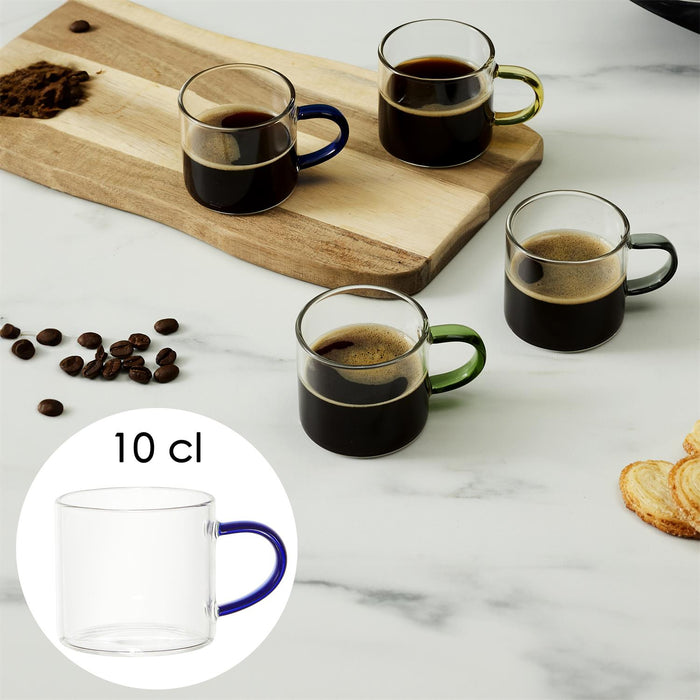 1 piece - GLASS ESPRESSO CUP WITH COLOURED HANDLE 15CL - for color option contact us on 03 46 45 47