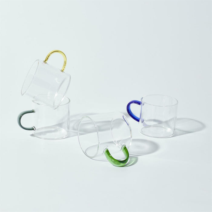 1 piece - GLASS ESPRESSO CUP WITH COLOURED HANDLE 15CL - for color option contact us on 03 46 45 47