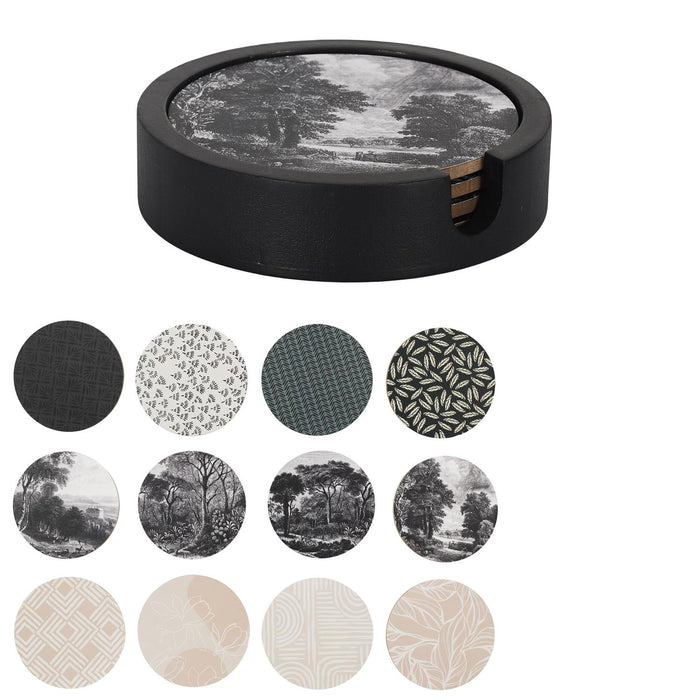 WOODEN COASTERS X4 WITH HOLDER