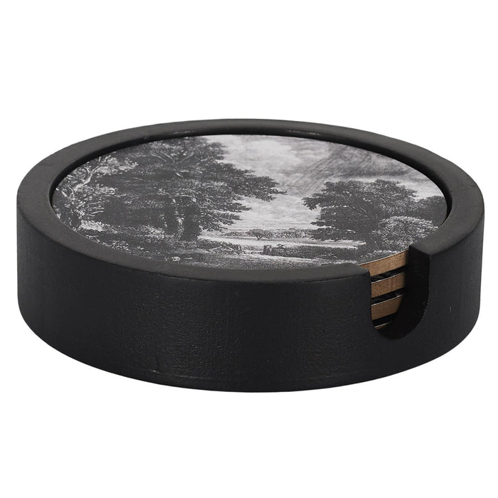 WOODEN COASTERS X4 WITH HOLDER