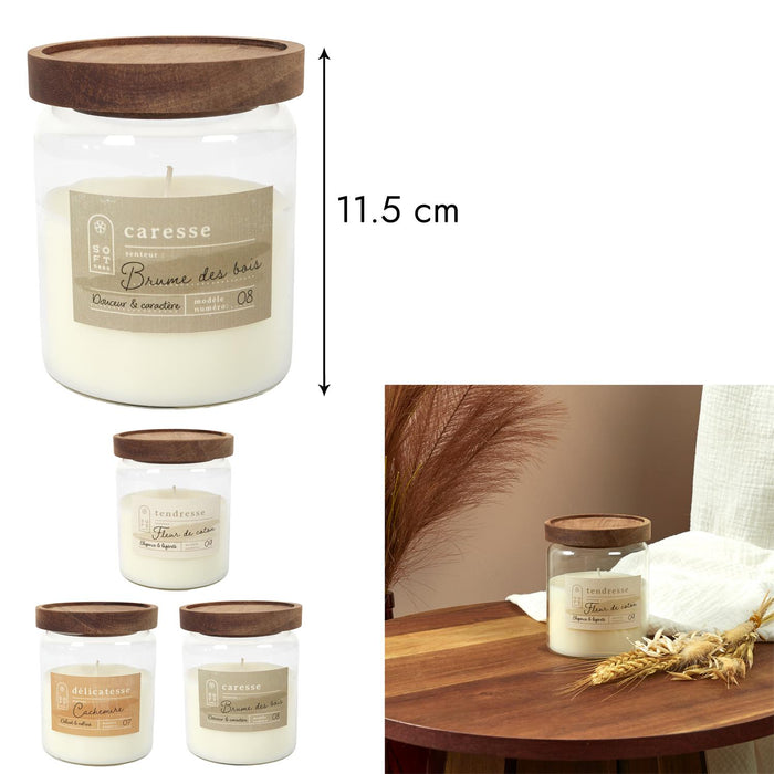 1 piece - SCENTED CANDLE POT TOP ACACIA SOFTNESS H11.5CM - for color option contact us on 03 46 45 47