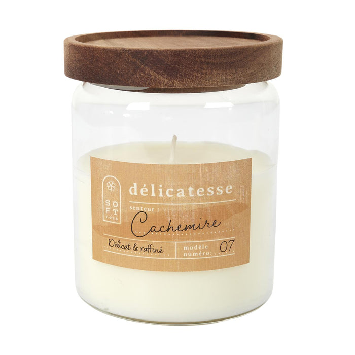 1 piece - SCENTED CANDLE POT TOP ACACIA SOFTNESS H11.5CM - for color option contact us on 03 46 45 47