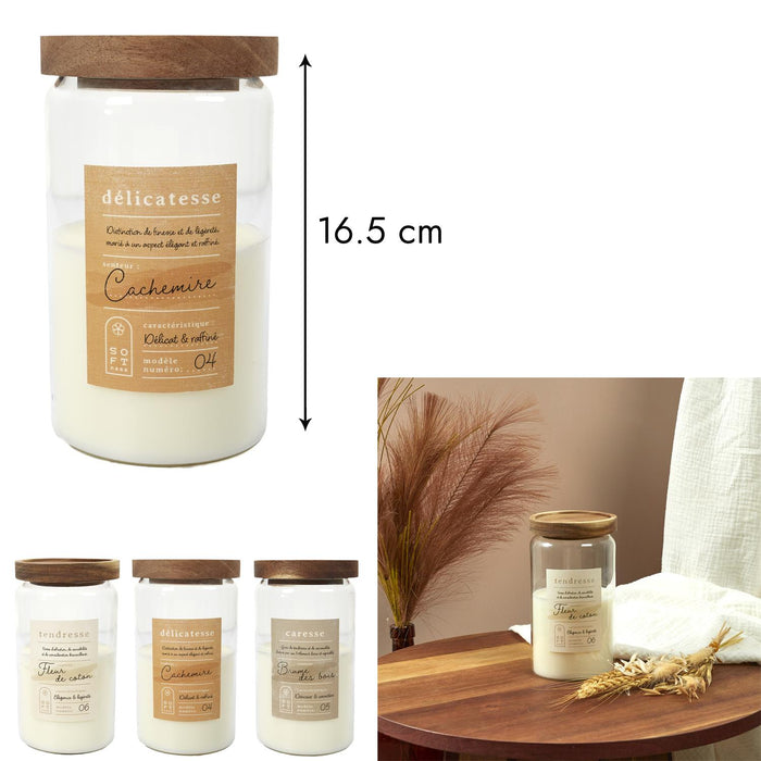 1 piece - SCENTED CANDLE POT TOP ACACIA SOFTNESS H16.5CM - for color option contact us on 03 46 45 47