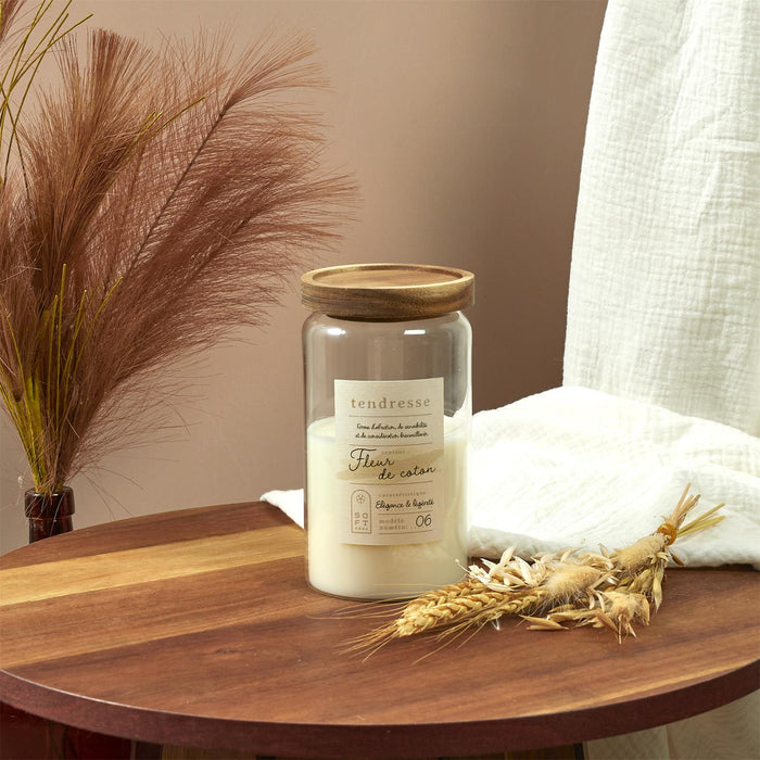 1 piece - SCENTED CANDLE POT TOP ACACIA SOFTNESS H16.5CM - for color option contact us on 03 46 45 47