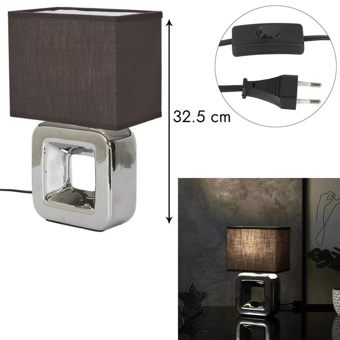 CERAMIC LAMP CHROME FINISH H32.5CM