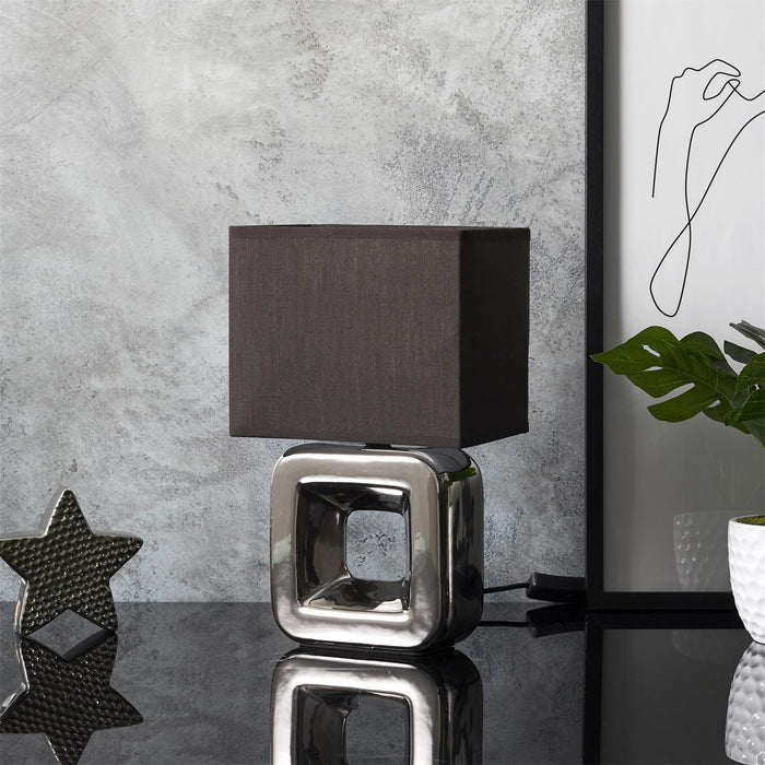 CERAMIC LAMP CHROME FINISH H32.5CM