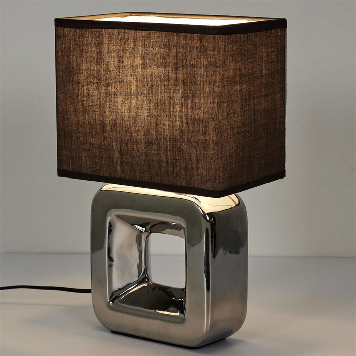 CERAMIC LAMP CHROME FINISH H32.5CM