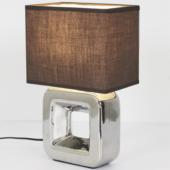 CERAMIC LAMP CHROME FINISH H32.5CM