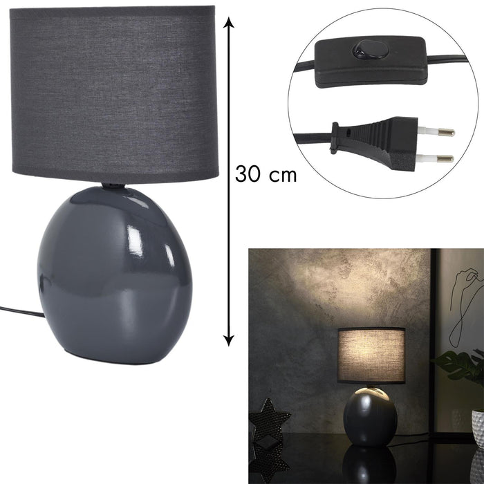 OVAL CERAMIC LAMP ANTHRACITE GREY H30CM