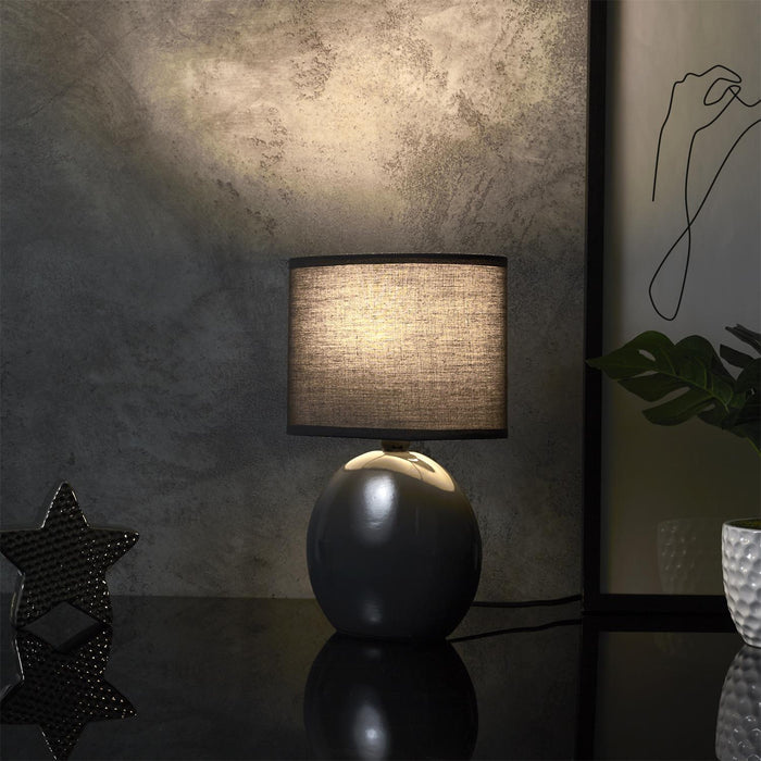 OVAL CERAMIC LAMP ANTHRACITE GREY H30CM