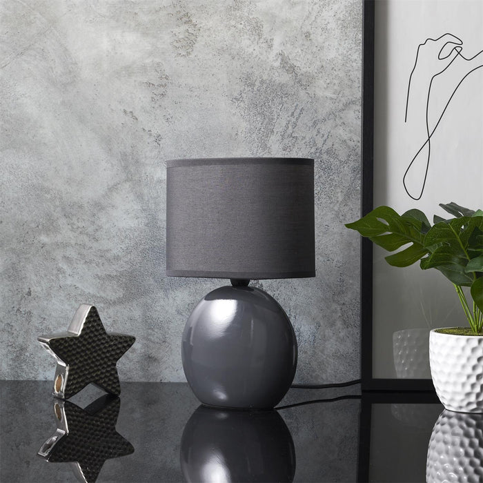 OVAL CERAMIC LAMP ANTHRACITE GREY H30CM
