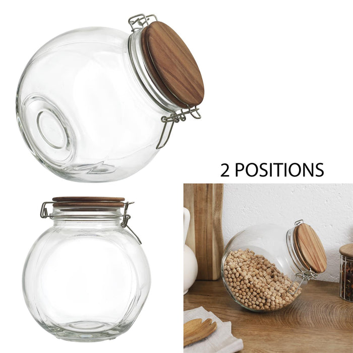 2 POSITION ACACIA STORAGE JAR