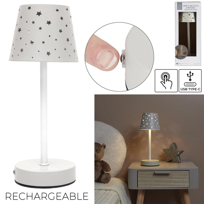RECHARGEABLE TABLE LAMP WITH OPENWORK STARS M6