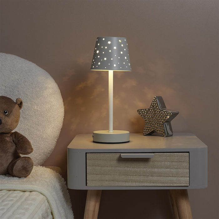 RECHARGEABLE TABLE LAMP WITH OPENWORK STARS M6