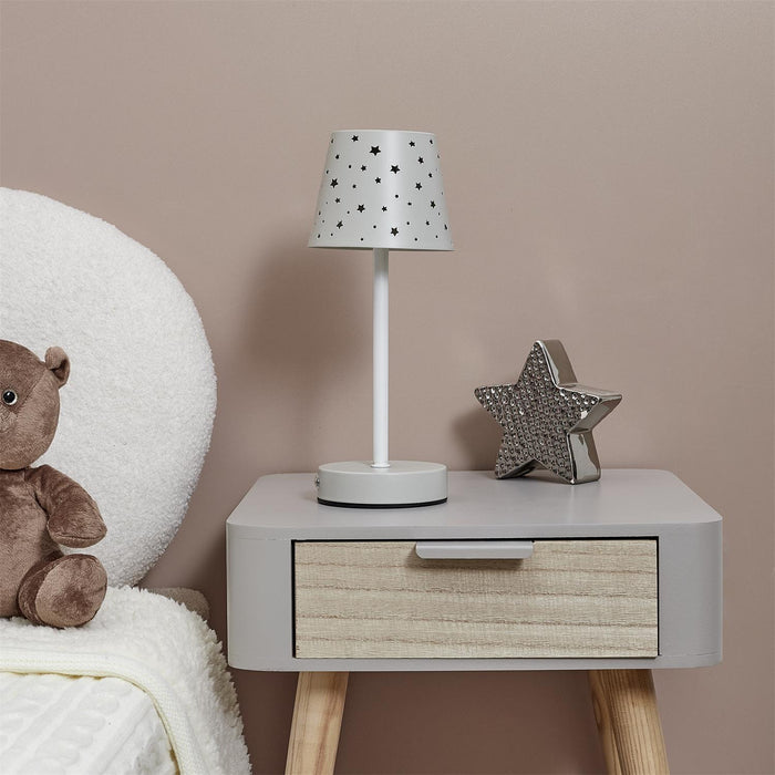 RECHARGEABLE TABLE LAMP WITH OPENWORK STARS M6