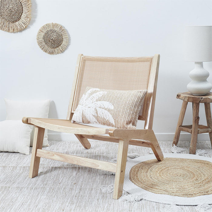 PALM TREE RAFFIA CUSHION REMOVABLE COVER 30X50CM