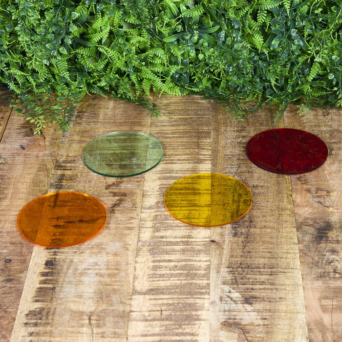 1 set - COLOURED GLASS COASTER D10CM X4 - for color option contact us on 03 46 45 47