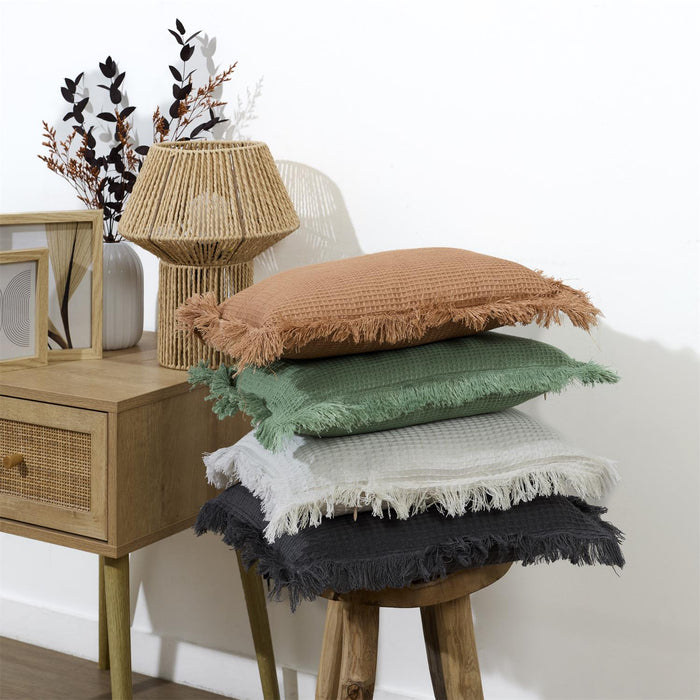 SAGE GREEN WAFFLE CUSHION 40X40CM M6