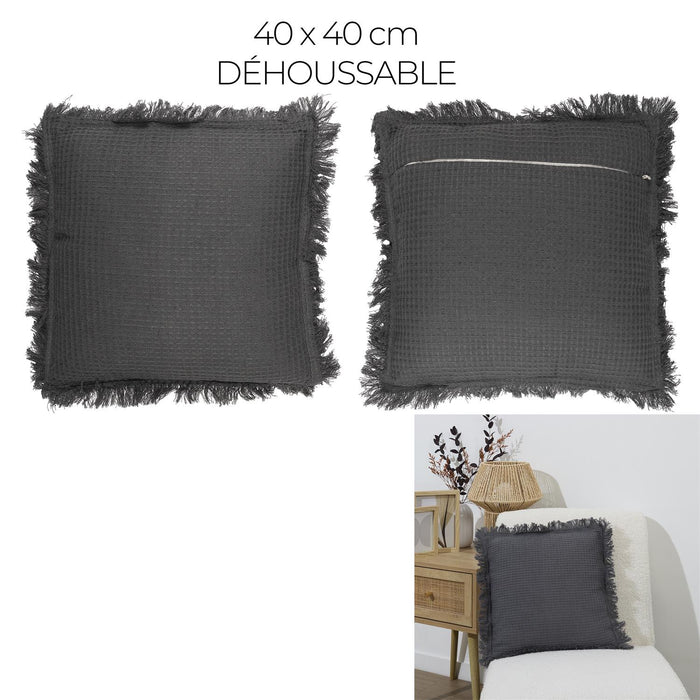 ANTHRACITE WAFFLE CUSHION 40X40CM M6