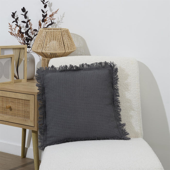 ANTHRACITE WAFFLE CUSHION 40X40CM M6