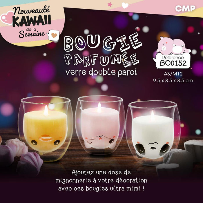 1 piece - SCENTED CANDLE GLASS DOUBLE WALL KAWAII M12 - for color option contact us on 03 46 45 47