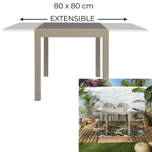 HARIA EXTENDABLE GARDEN TABLE 80X80 160CM BEIGE M1