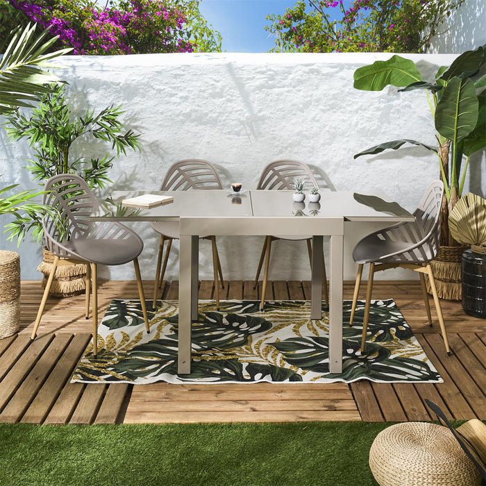HARIA EXTENDABLE GARDEN TABLE 80X80 160CM BEIGE M1