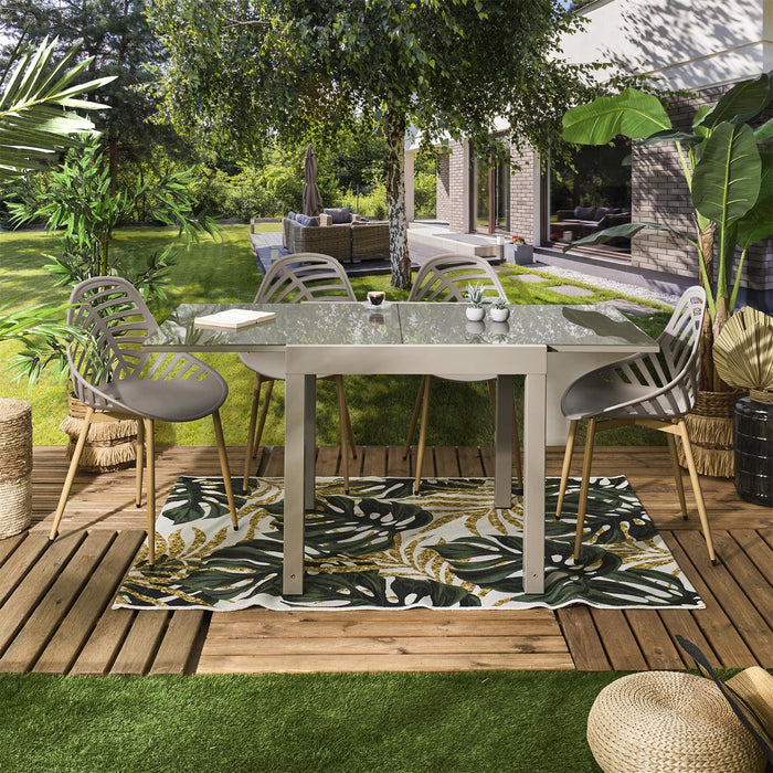 HARIA EXTENDABLE GARDEN TABLE 80X80 160CM BEIGE M1