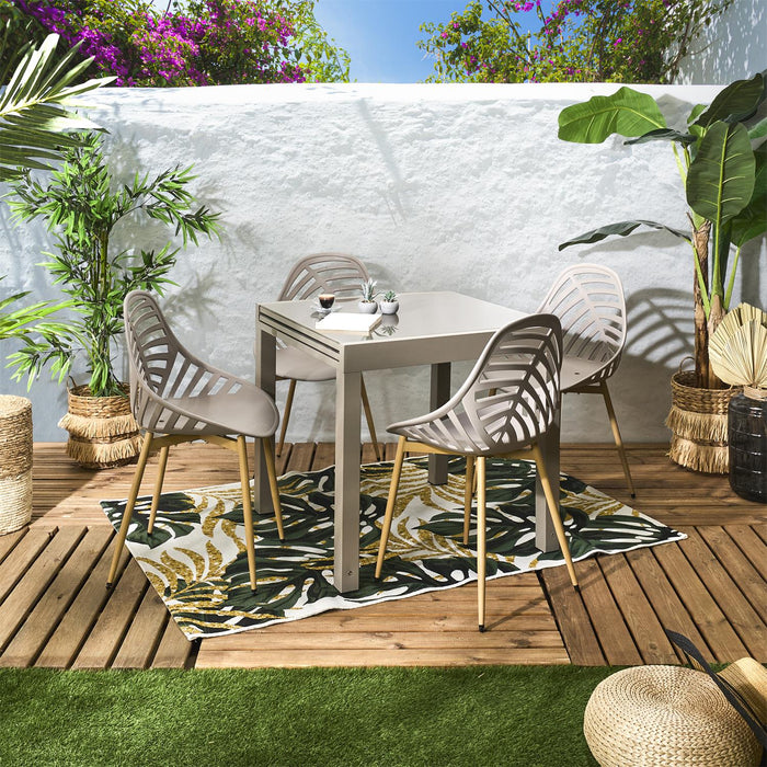 HARIA EXTENDABLE GARDEN TABLE 80X80 160CM BEIGE M1