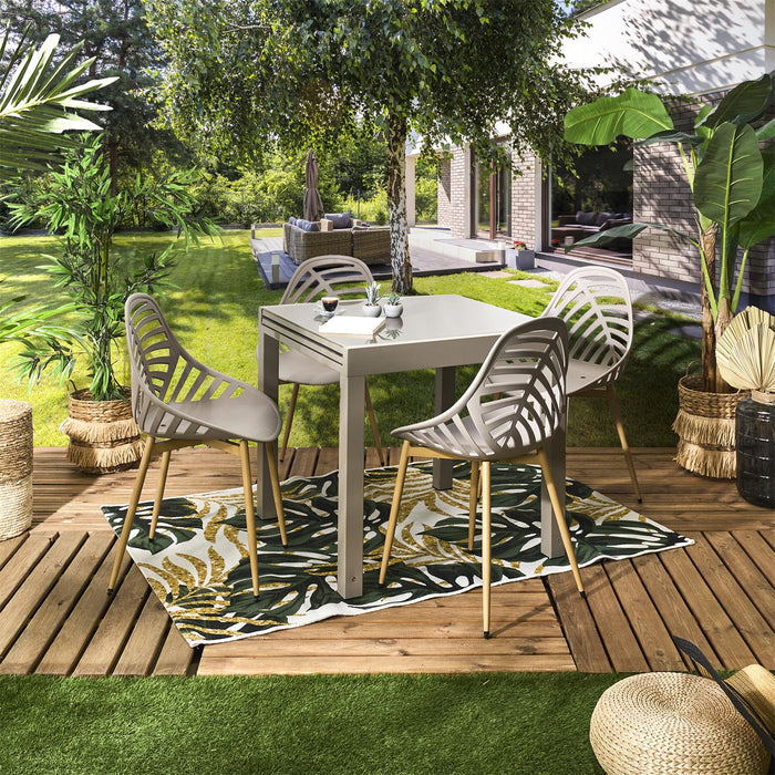 HARIA EXTENDABLE GARDEN TABLE 80X80 160CM BEIGE M1
