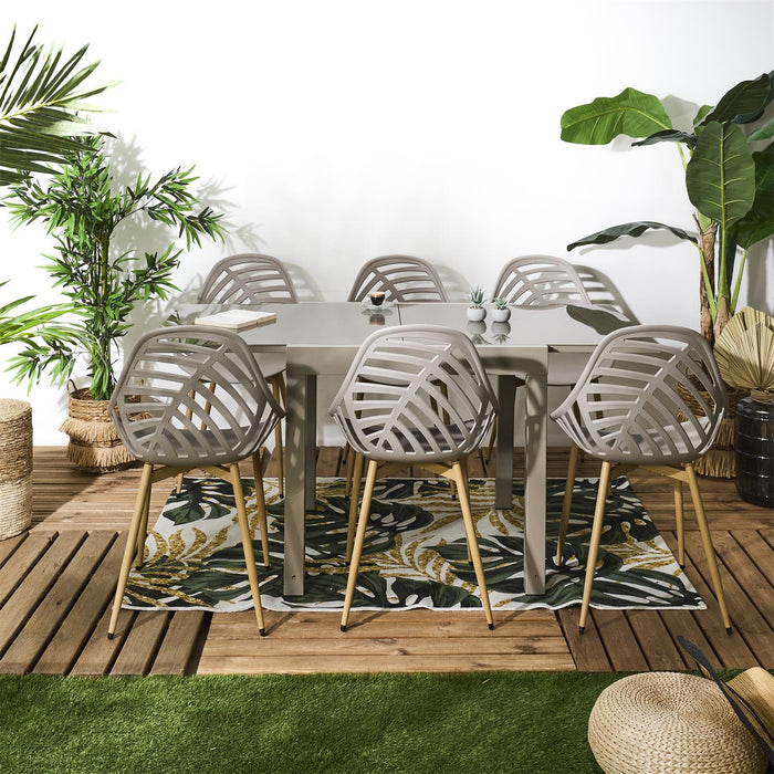 HARIA EXTENDABLE GARDEN TABLE 80X80 160CM BEIGE M1